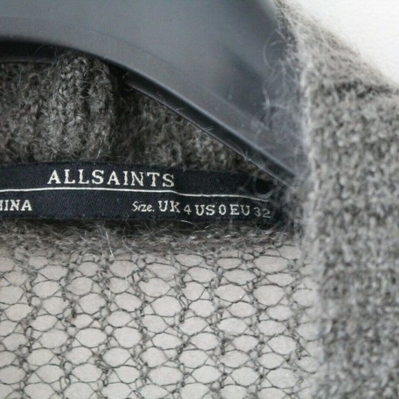 All Saints Air Cardigan Mohair Open Knit Grey Sweater Size US 0 - Picture 5 of 7